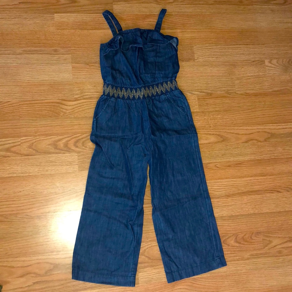 Denim looks straight fit jumpsuit Romper girl 7/8